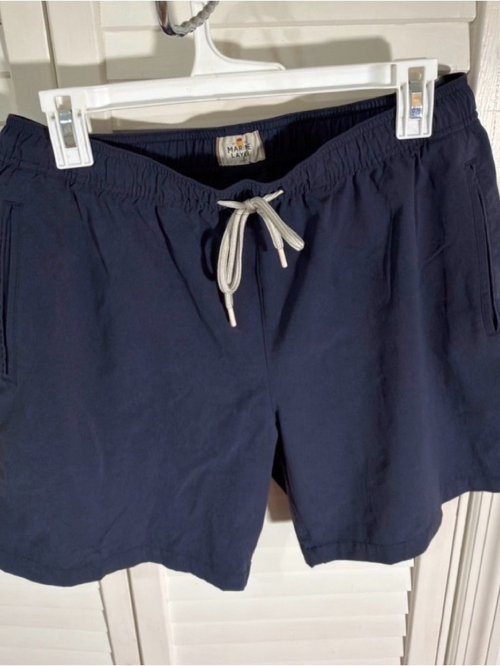 Marine Layer Navy Blue Flat Front Drawstring Shorts